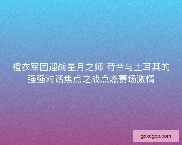 橙衣军团迎战星月之师 荷兰与土耳其的强强对话焦点之战点燃赛场激情
