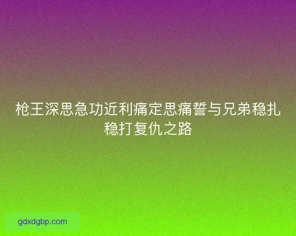 枪王深思急功近利痛定思痛誓与兄弟稳扎稳打复仇之路